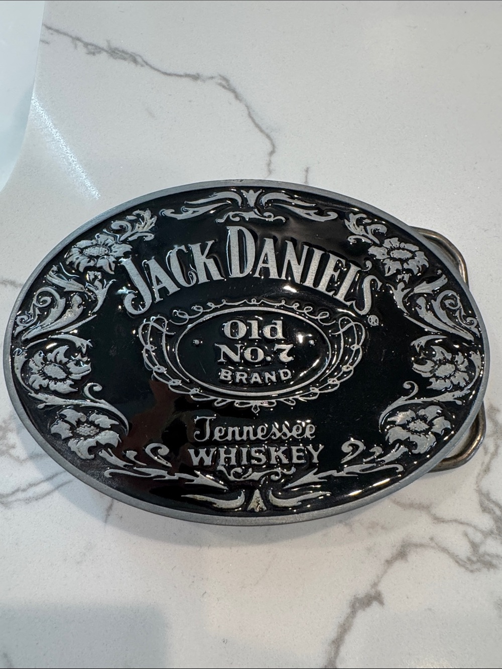 Jack Daniels Black and Silver Belt Buckle